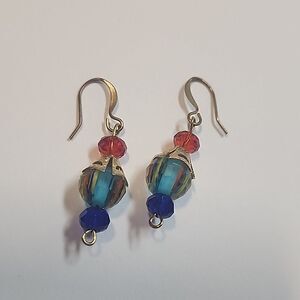 Multicolor Crystal Earrings with Gold Tone  Metal